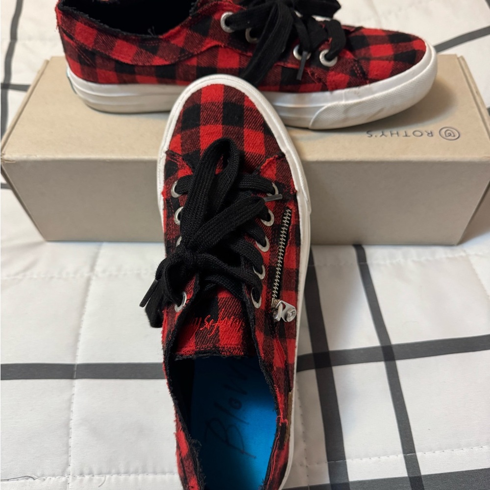 Rothy's Red Plaid Sneakers
